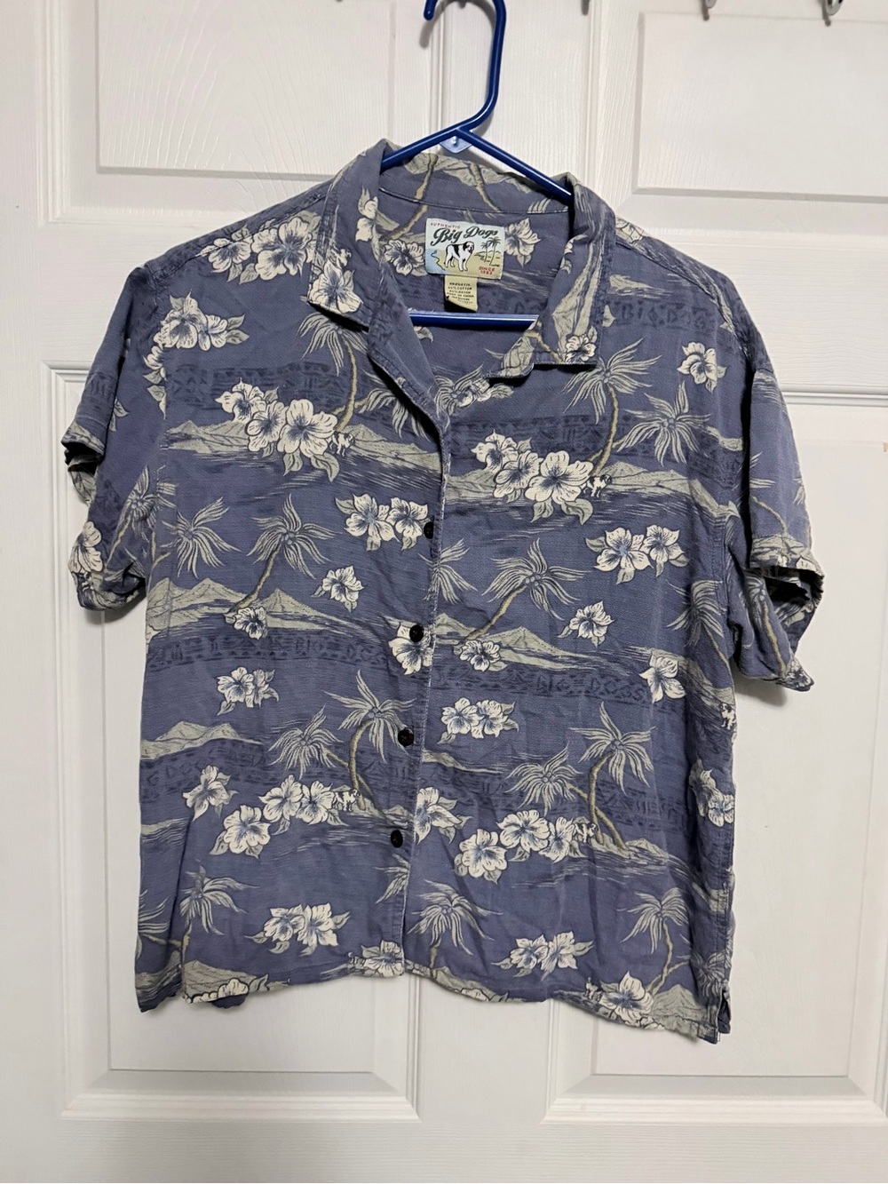 Big Dogs Lavender-Blue Tropical Print Camp Shirt